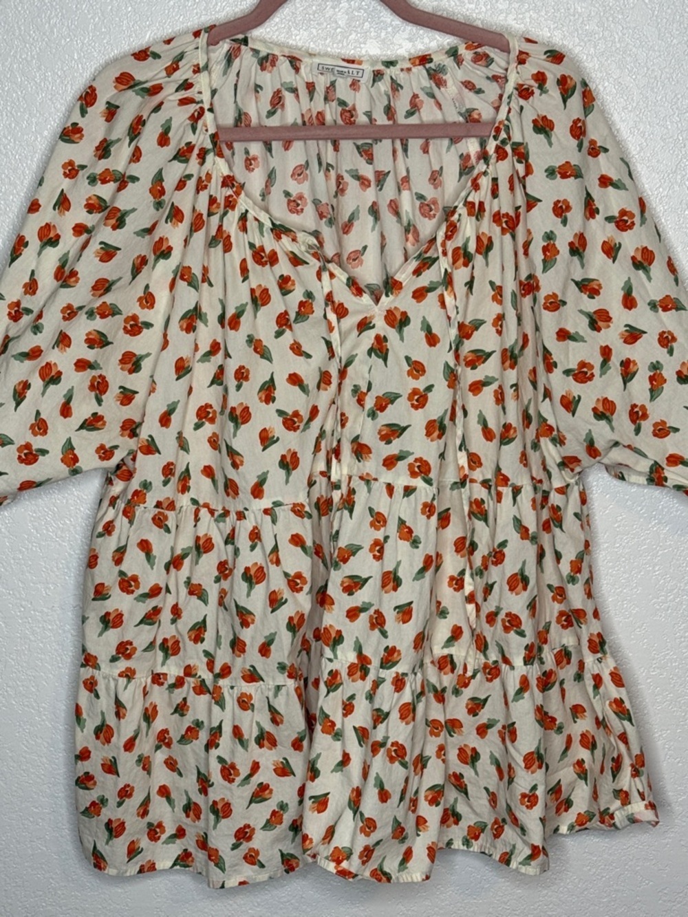 Sweet Salt White Floral Tiered Babdoll Top Oversized Size XXL